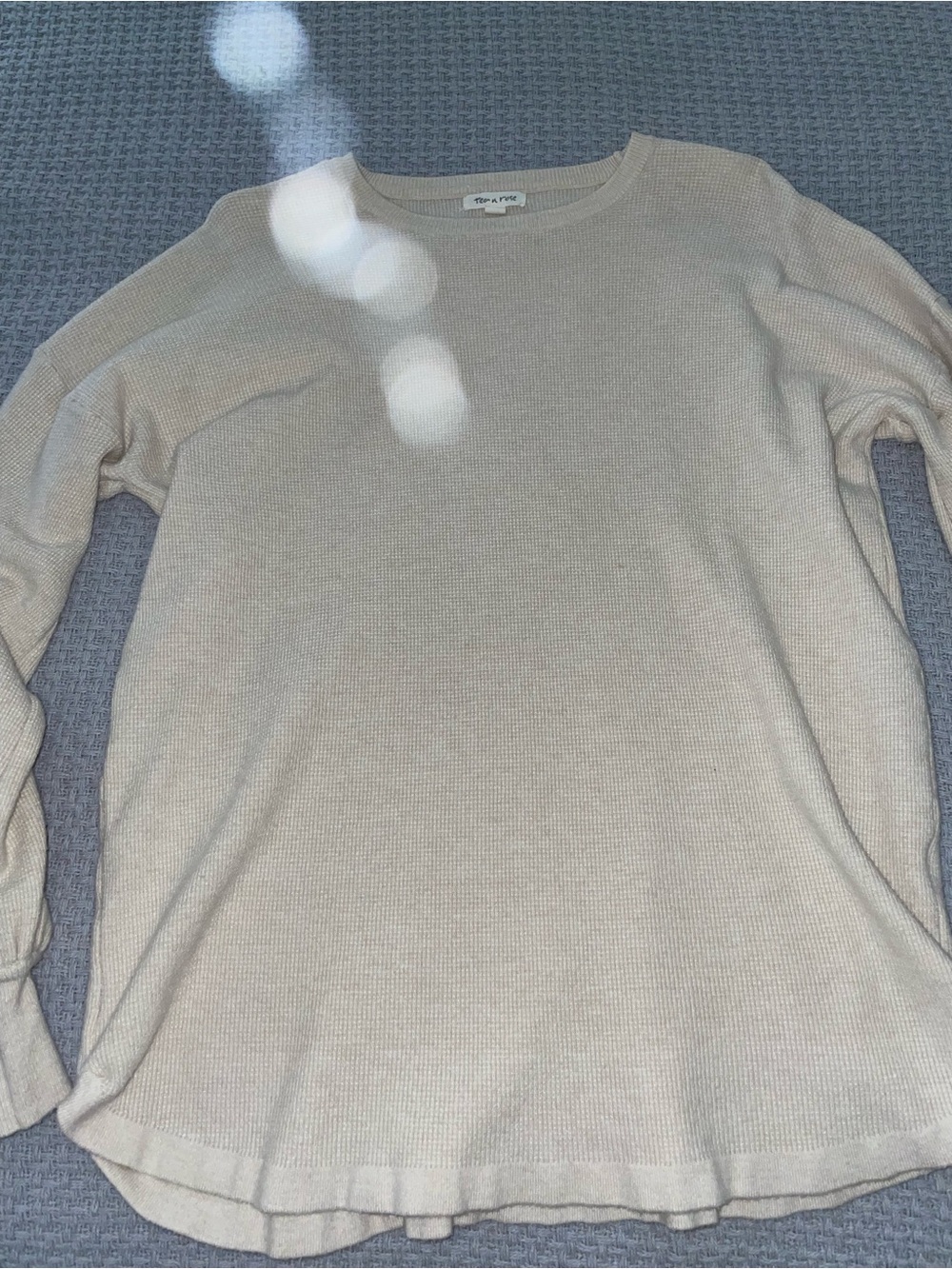 Women’s Crewneck Waffle Knit Sweater in Light Beige